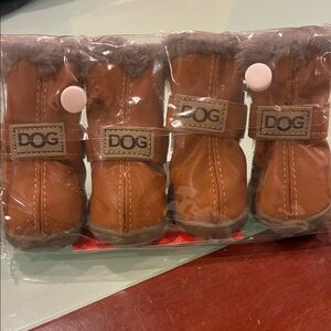 Brown Dog Boots with Fur Trim